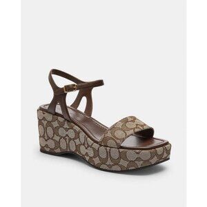 Coach Gale Wedge Sandal Women's Size 9.5 Maple Brown Buckle Closure